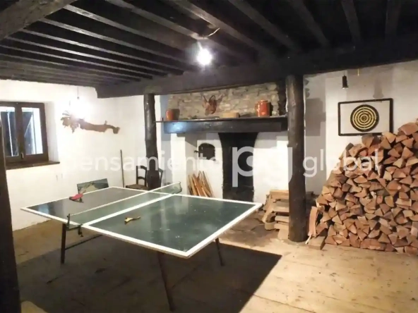 chimenea tenis de mesa y leña